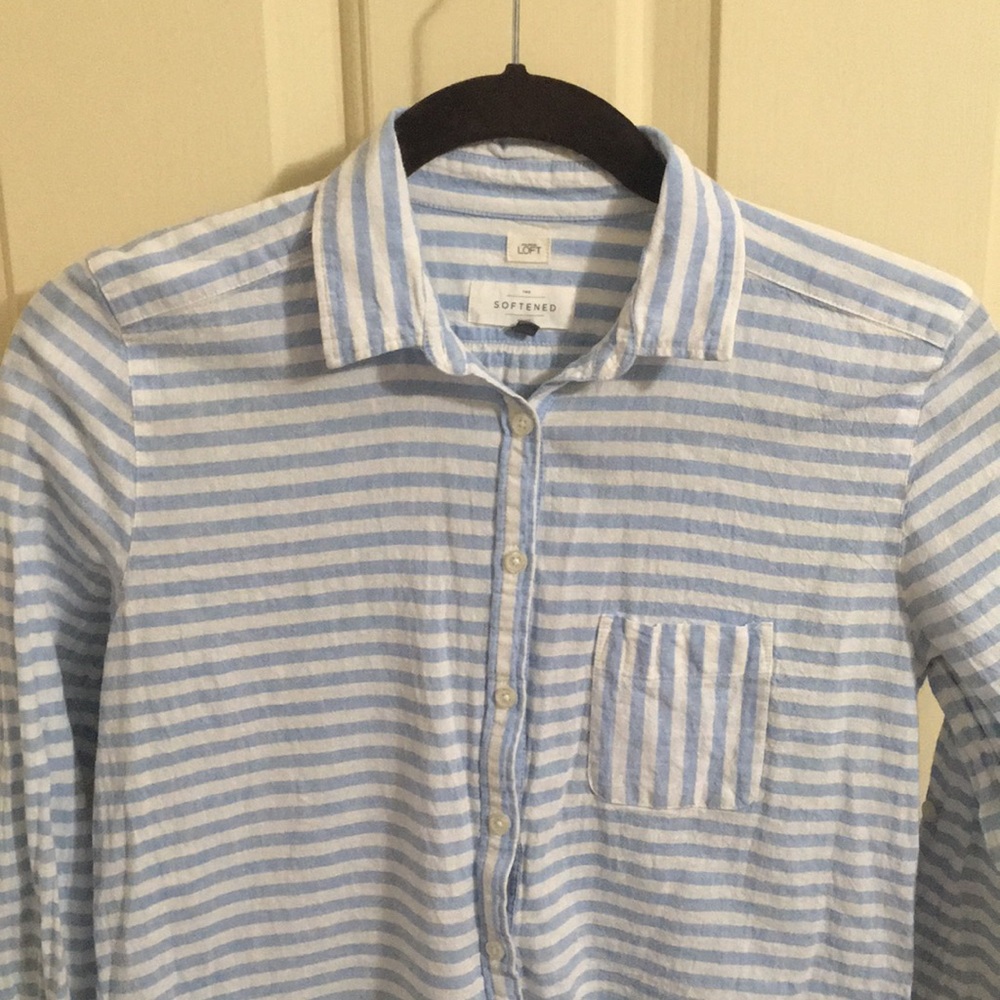 Loft Button Down Collared Striped Shirt - image 3